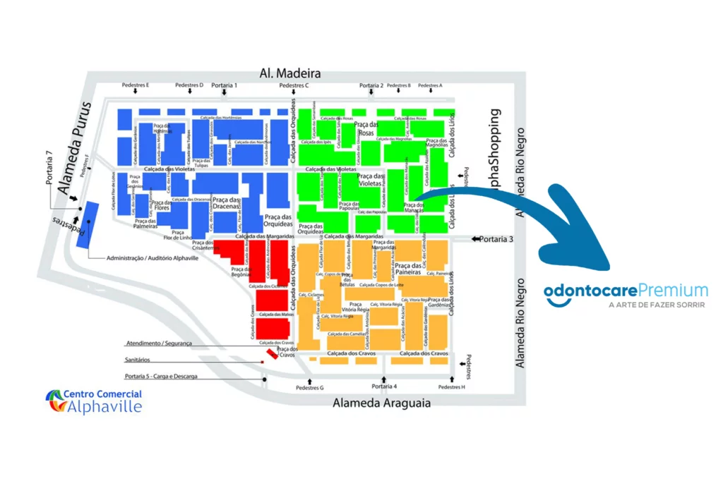 Mapa de Localização da Clínica Odontoogica OdontocarePremium e Dentista em Alphaville